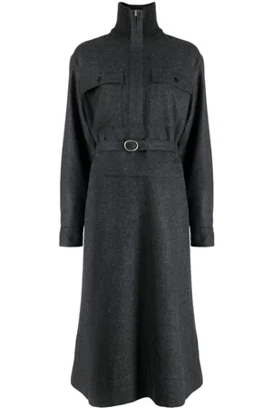 Jil Sander Langærmet midi-skjortekjole med bælte