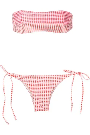 AMIR SLAMA Gingham-ternet top med lange ærmer