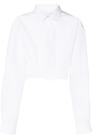 Natasha Zinko Plisseret cropped skjorte i poplin
