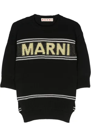 Marni Intarsiastrikket trøje med logo