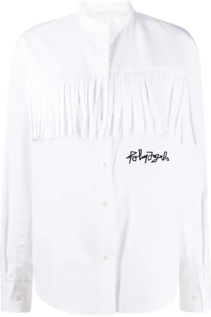 Palm Angels Skjorte med broderet logo og frynser