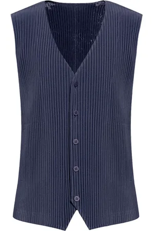 Issey Miyake Plisseret vest med V-hals