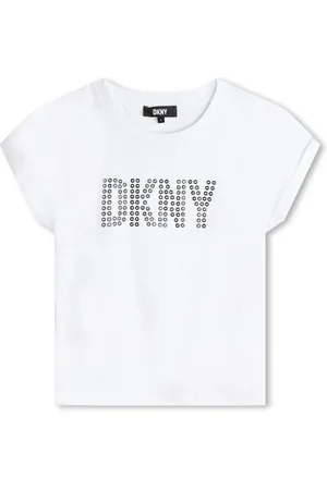 DKNY T-shirt med huldetalje og logo