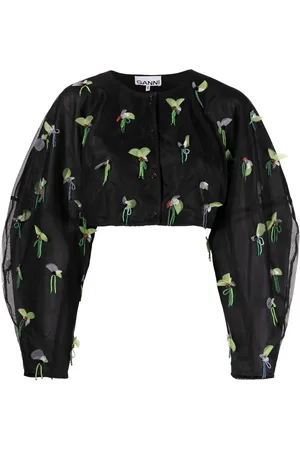 Ganni Cropped top med dyretryk