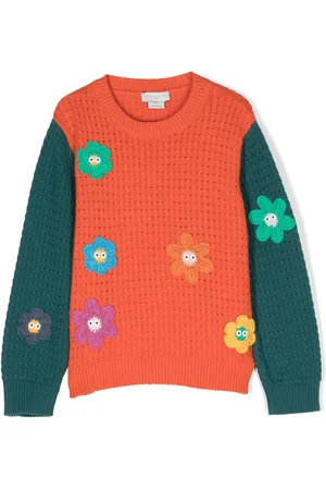 Stella McCartney Trøje med blomsterbroderi og colourblocking