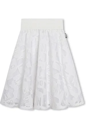 DKNY Mellemlang blondenederdel med plisseringer