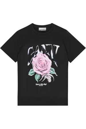 Ganni T-shirt med grafisk logotryk