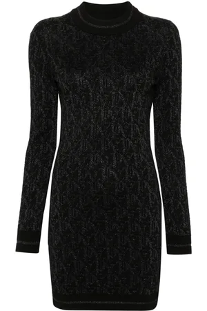 Palm Angels Kort kjole med monogram-jacquard