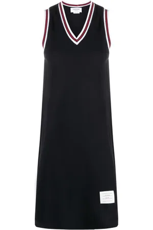 Thom Browne Kort tennis-kjole i piqué med RWB-stribe