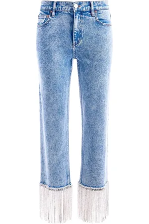 ALICE+OLIVIA Cropped jeans med krystaludsmykning