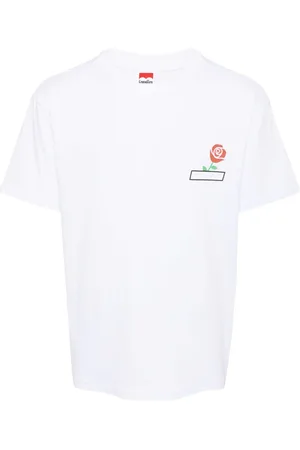 Ground Zero T-shirt med blomster-logotryk