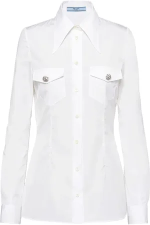 Prada Poplin-skjorte med juvelknapper