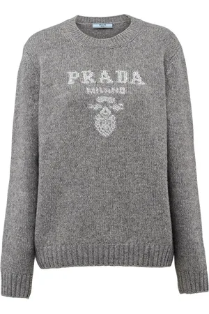Prada Intarsiastrikket trøje med logo