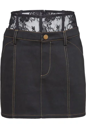 FLEUR DU MAL Kort denimnederdel med blonde-talje