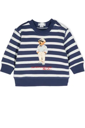 Ralph Lauren Stribet sweatshirt med Polo Bear-tryk