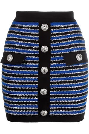 Balmain Stribet nederdel med knaplukning