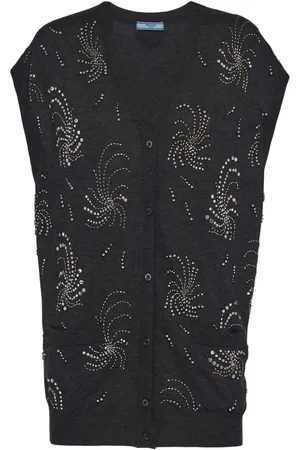Prada Vest i kashmir med udsmykning