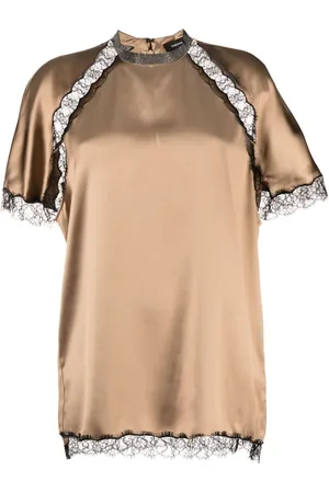 Fabiana Filippi Satinbluse med blondekant
