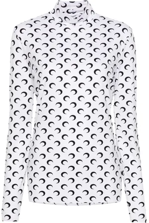 Marine Serre T-shirt med høj hals og månetryk