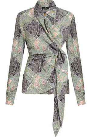 Etro Skjorte i slå om-stil med patchwork-tryk