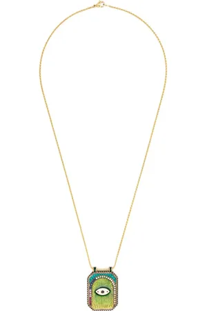 Marie Lichtenberg Halskæde i 18 karat guld med Evil Eye-vedhæng med diamant og safir