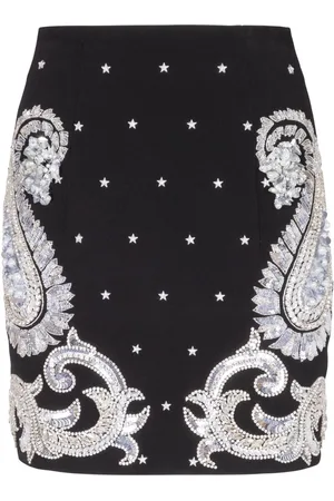 Balmain Kort nederdel med paisley-broderi