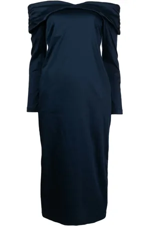 Kika Vargas Langærmet kjole med off-shoulder-snit