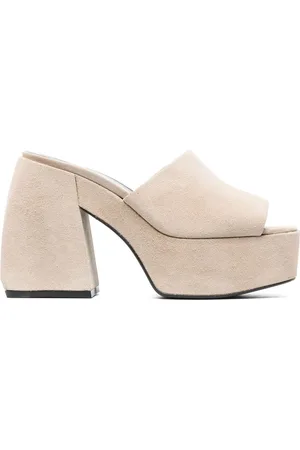 Pinko 125mm mules i ruskind med kraftig hæl