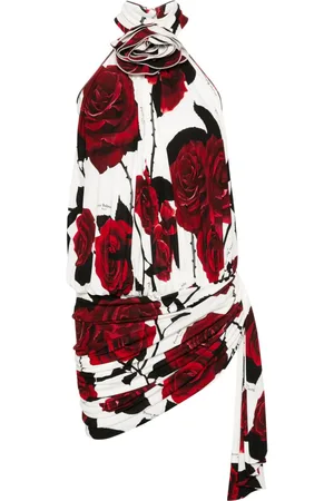 Balmain Kort kjole med rose-tryk