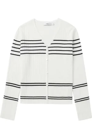 B+AB Cardigan med V-hals og striber