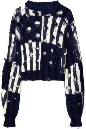 OFF-WHITE Striktrøje med slitageeffekt
