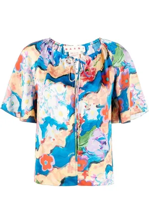 Marni Blomstret bluse med korte ærmer