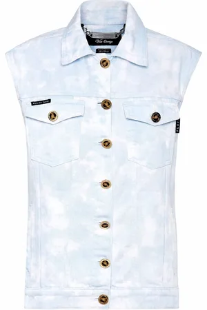 Philipp Plein Denimvest med bleget effekt