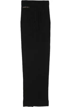 Marni Ribbet nederdel med logo-jacquard