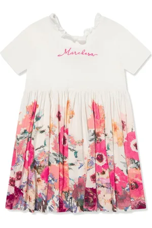 Marchesa Notte Blomstret kjole med broderet logo