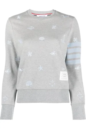 Thom Browne Sweatshirt med rund hals og blomster-broderi