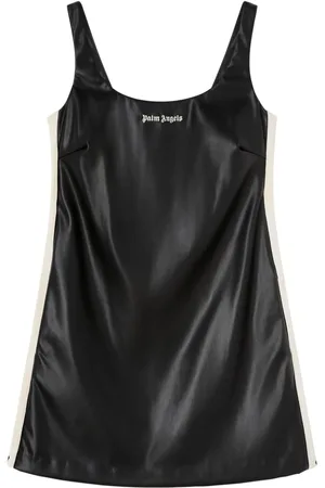 Palm Angels Kort kjole med broderet logo og firkantet hals