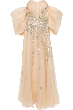 Saiid Kobeisy Perledekoreret kjole med off-shoulder-snit