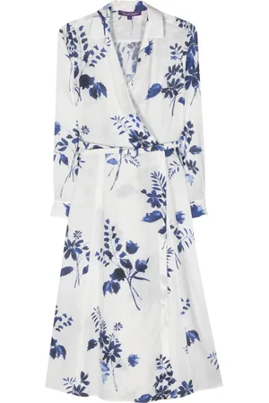 Ralph Lauren Mellemlang slå-om-kjole med blomstertryk