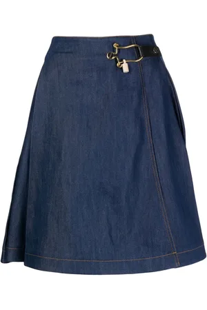 Balenciaga Denimnederdel med svaj og toggle-lukning