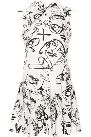 Charles Jeffrey Loverboy Kort plisseret kjole med abstrakt tryk
