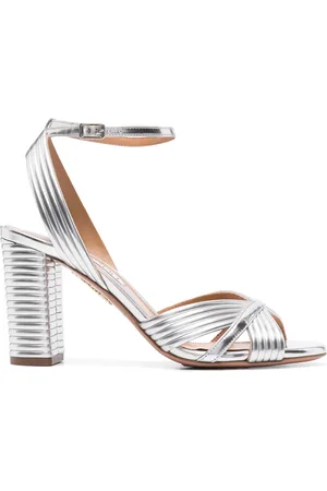 Aquazzura Very Sundance 85mm metalliske sandaler
