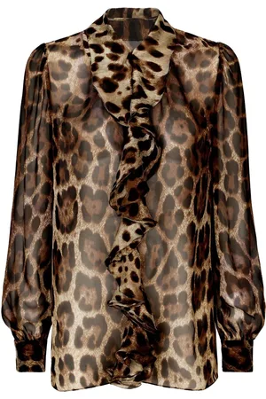 Dolce & Gabbana Silkebluse med leopardtryk