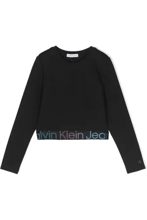 Calvin Klein Cropped langærmet T-shirt med logotryk