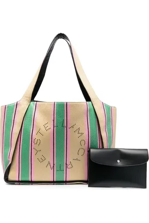 Stella McCartney Vævet tote bag med striber