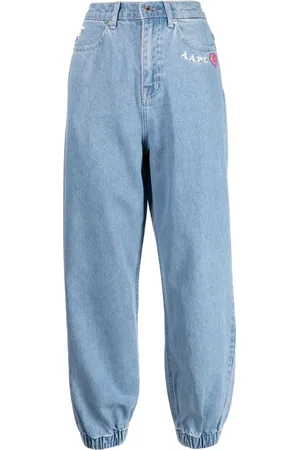 A Bathing Ape Højtaljede jeans med smalle ben og broderet logo