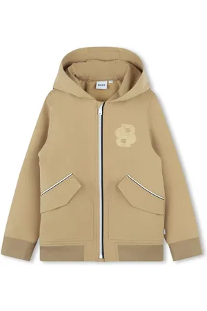 HUGO BOSS Hættetrøje med broderet logo og lynlås
