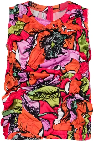 Comme des Garçons Tanktop med blomstret tryk og samledetalje