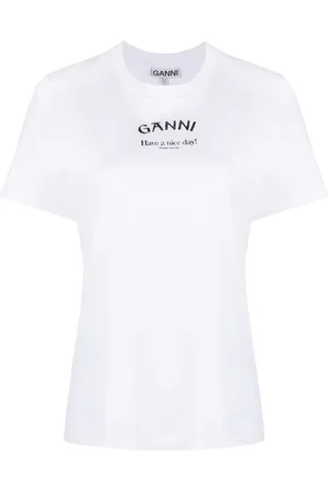 Ganni Kortærmet T-shirt med logotryk