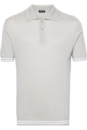 Kiton Ribbet polo-trøje med stribet kant